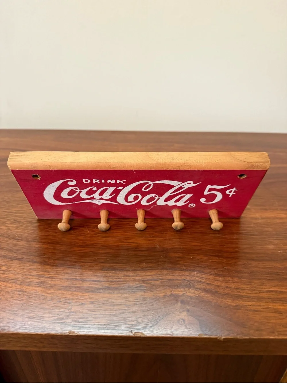 Coca Cola Red 5¢ Wall Hook Rack